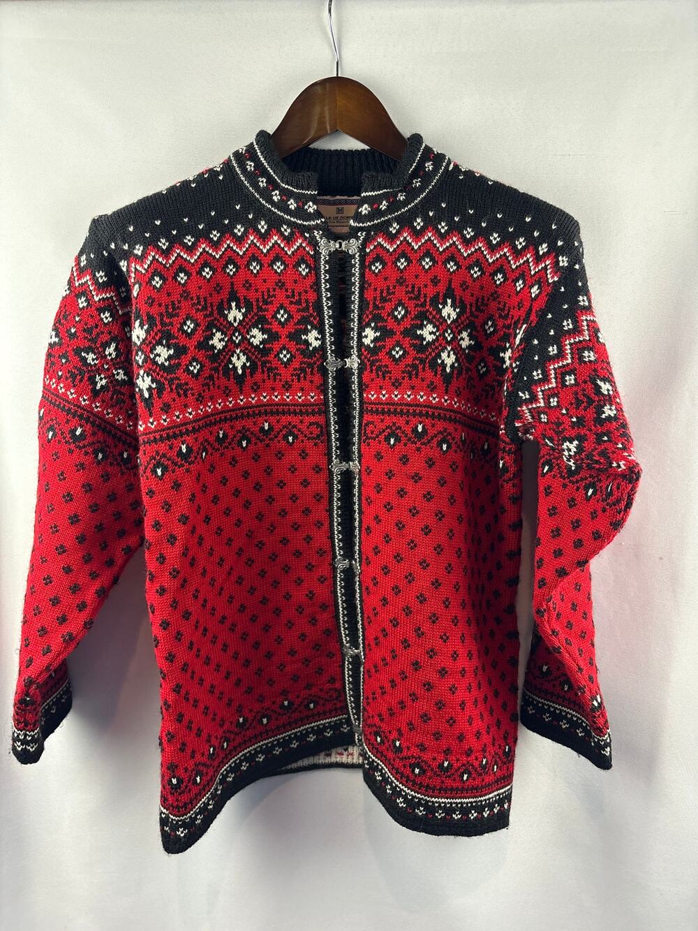 Women’s Dale of Norway Small Red & Black Patterned Cardigan